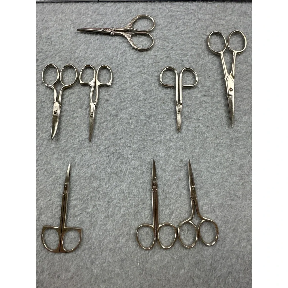 8pc Vintage Miniature Sewing Embroidery Scissors‎ Lot Germany USA Ornate Metal